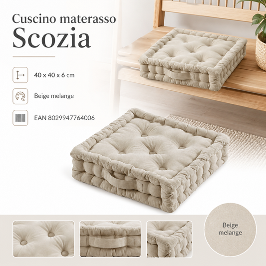 Cusc Mat Scozia 40*40*6 Beige Mel