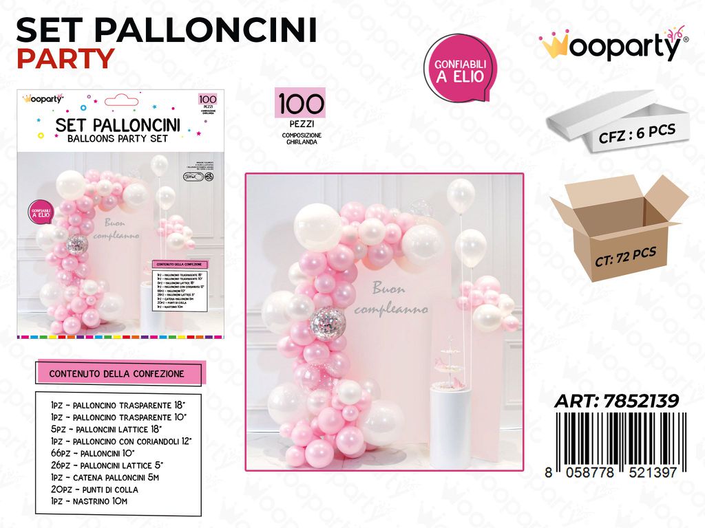 Set Palloncini per Comp. Bia-rosa 100PCS Ass.