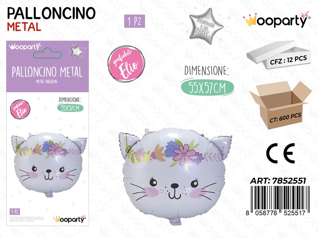 Wooparty Palloncini Metal Gatto 55*57CM