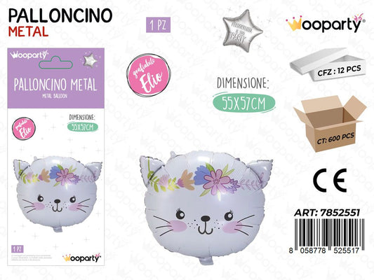 Wooparty Palloncini Metal Gatto 55*57CM
