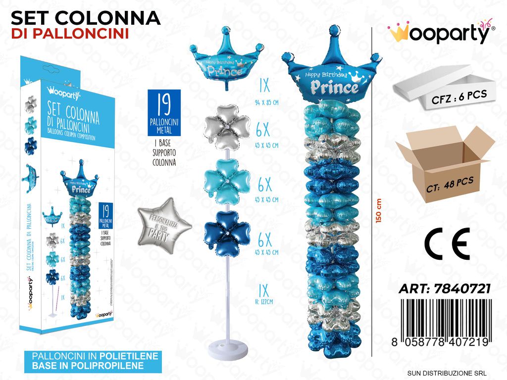 Set Colonna di Palloncini Hb Prince 19PCS Ass.