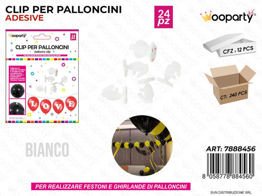 Clips per Palloncini Bianco 24 Pcs