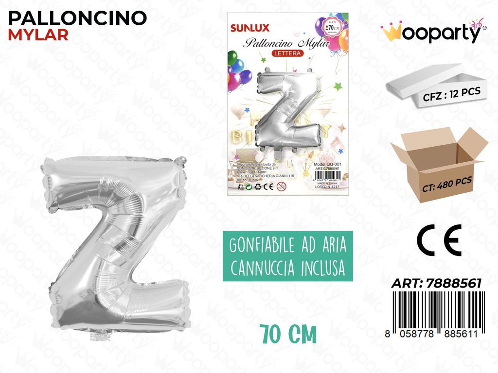 Palloncino Mylar *Z* Argento 70CM