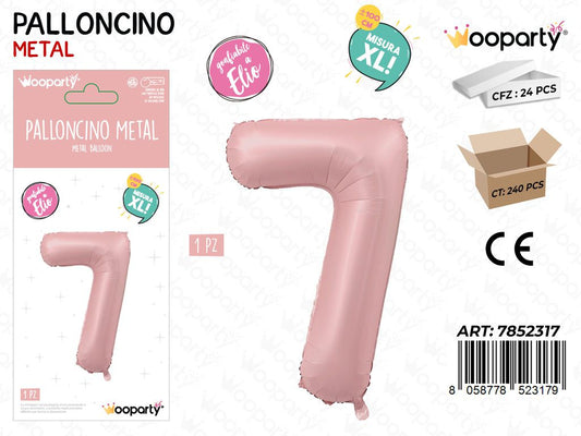 Wooparty Palloncino N.7 Ro. Opaco 100CM