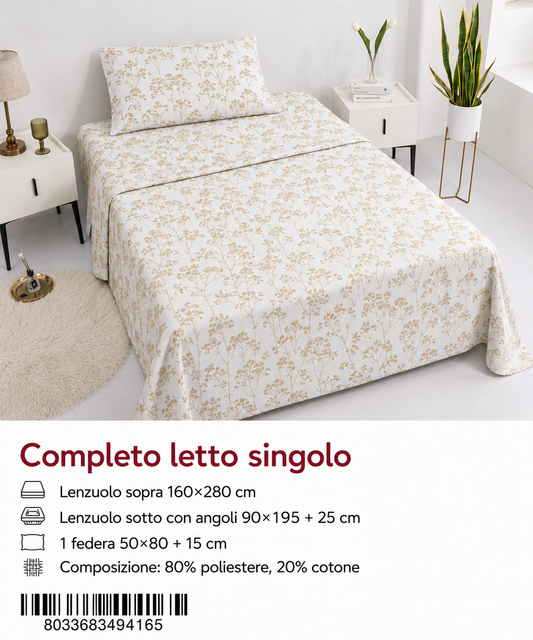 Set Di Lenzuola Singolo 160X280+90X200+50X80 Ns43-Ltm