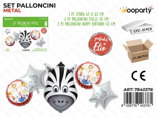 Set Palloncini Metal H. Birthday Animali 5PCS
