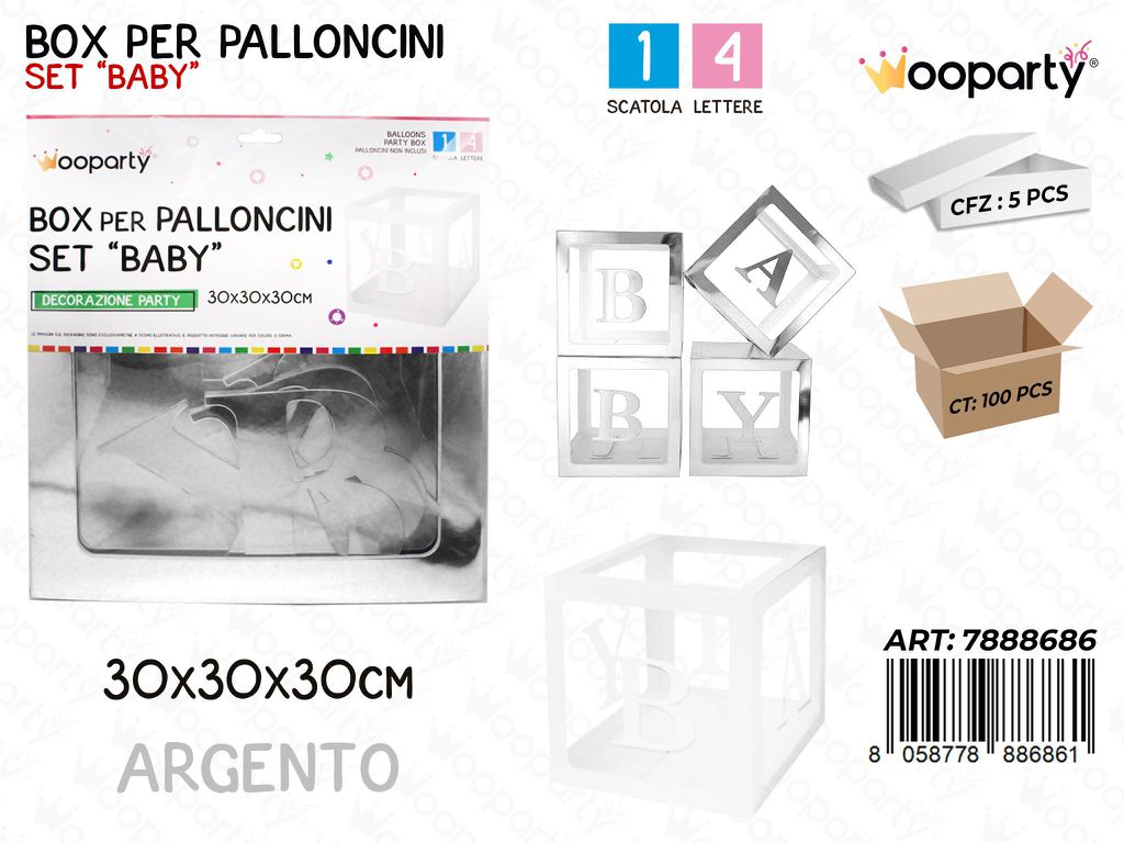 Wooparty Box Pallonc. Baby Arg. 30*30*30CM