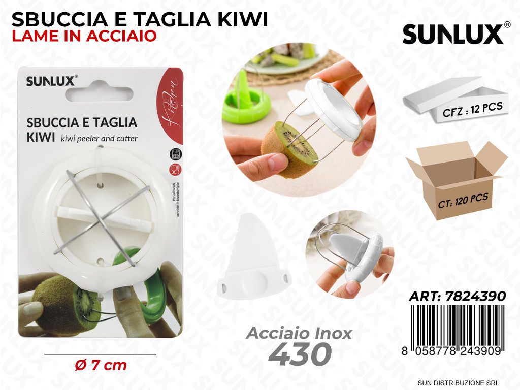Sbuccia e Taglia Kiwi in Acciaio 430 D. 7CM
