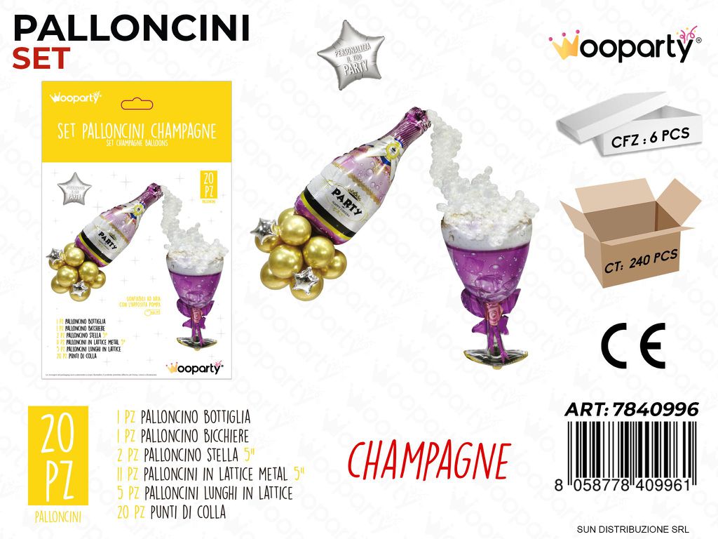 Set Palloncini Champagne 20PCS Ass.
