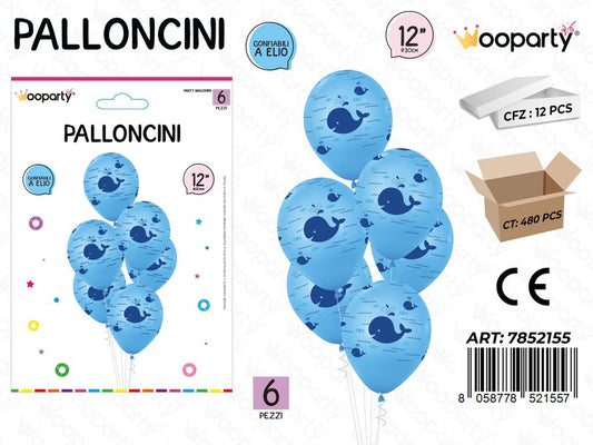 Wooparty Palloncini Balena 6PCS 30CM