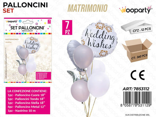 Set Palloncini Matrimonio 7PCS Ass.