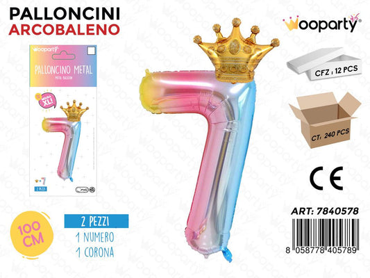 Set Palloncini Arcobaleno N. 7 100CM