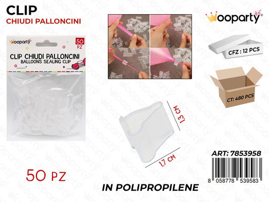 Wooparty Clip Chiudi Palloncini 50PCS 1.7*1.3CM