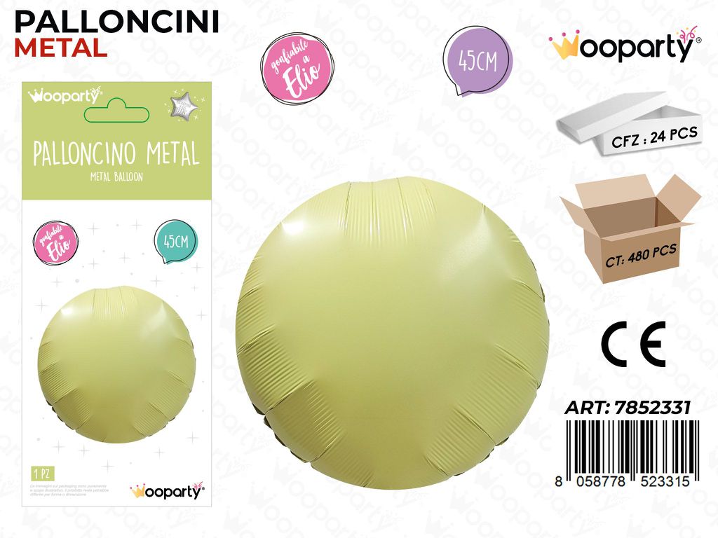 Wooparty Palloncino Metal Tondo Giallo 45CM