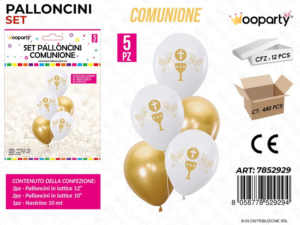 Set Palloncini Comunione 5PCS / Pz da 12