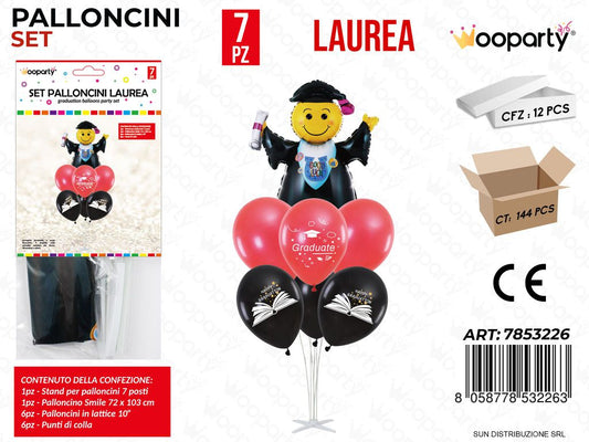 Set Palloncini c/ Stand Laurea 7PCS/ Pz da 12