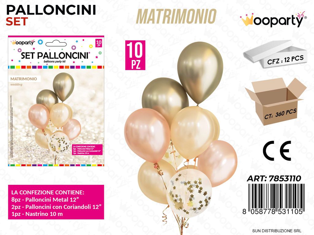Set Palloncini Matrimonio 10PCS Ass.