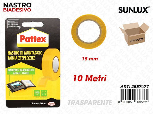 Pattex Nastro Biadv Extra Trasp. 15MM*10MT
