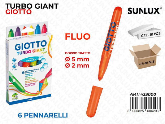 Ast. 6COL. Giotto Turbo Giant Fluo 2-5MM