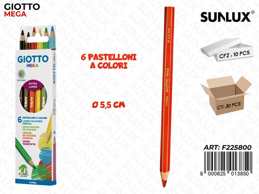 Giotto Pastelli Mega Ast. 6COL. 5.5CM
