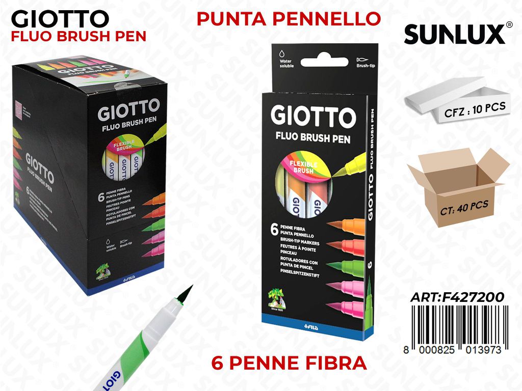 Esp. Giotto Turbo Soft Fluo Brush Pen 6PCS