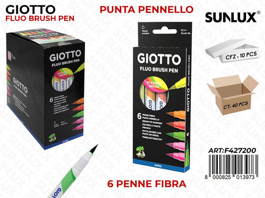 Esp. Giotto Turbo Soft Fluo Brush Pen 6PCS