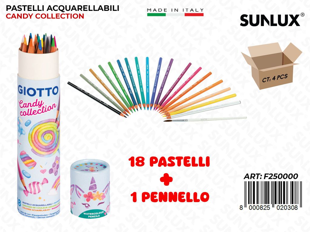 Tubo 18COL. Pastelli Acquarel. Candy Collection