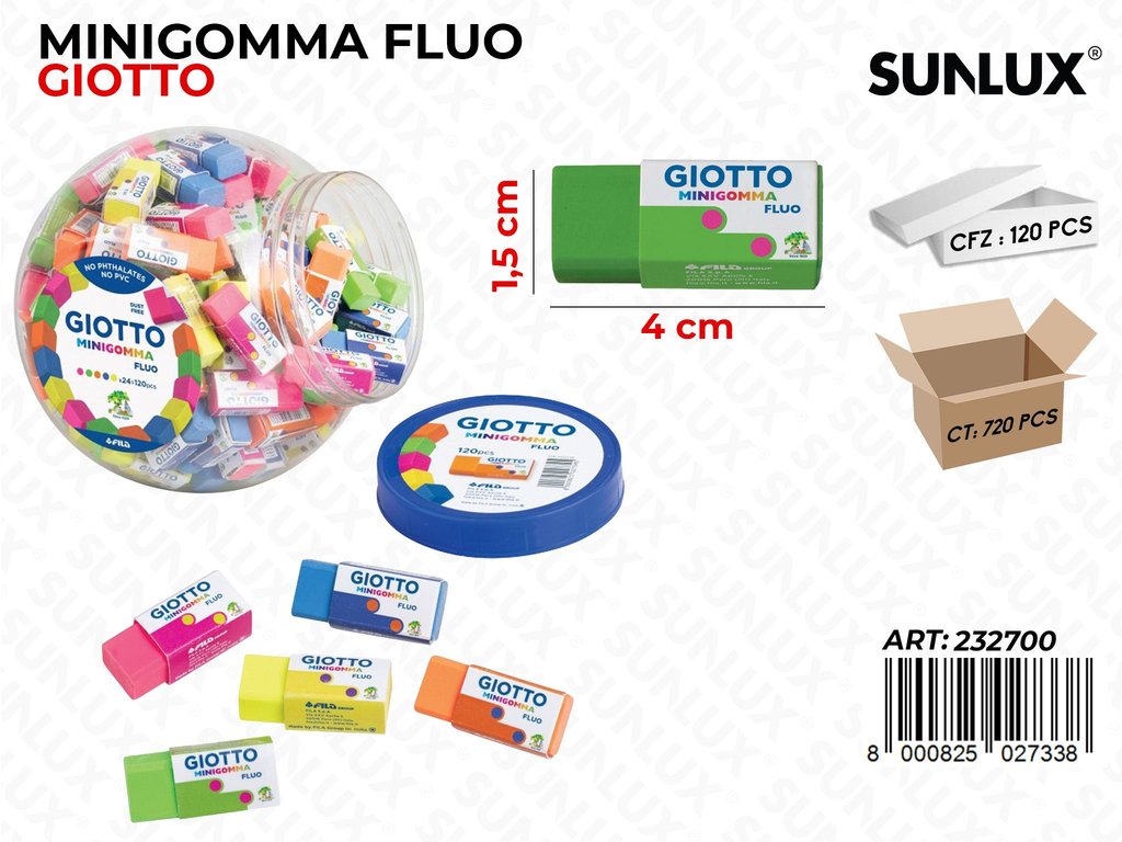 Esp. Giotto Minigomma Fluo 4*1.5CM