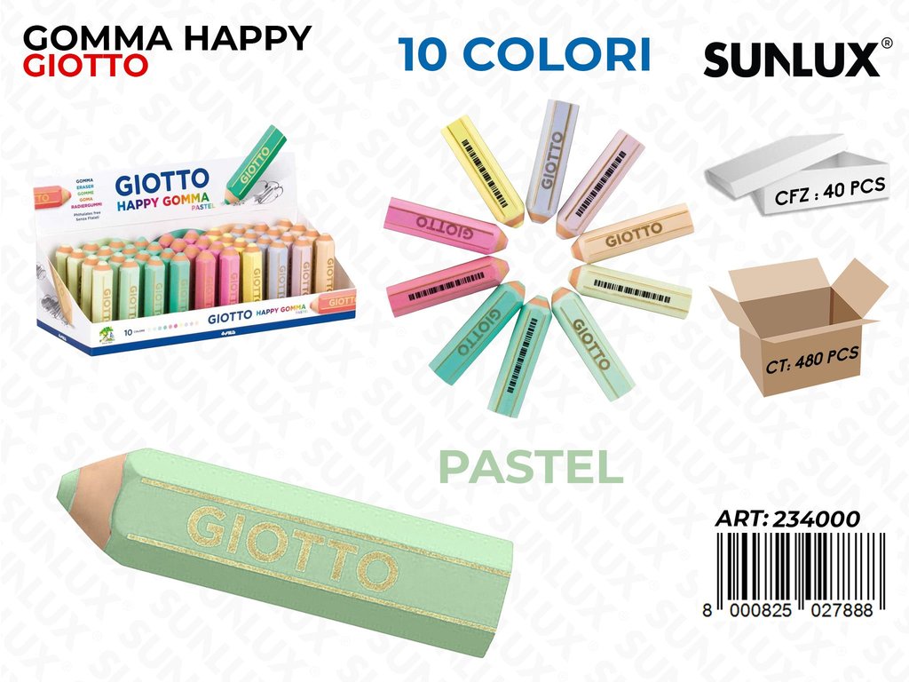 Esp. Giotto Happy Gomma Pastel 10COL.