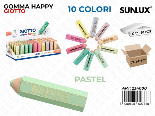 Esp. Giotto Happy Gomma Pastel 10COL.