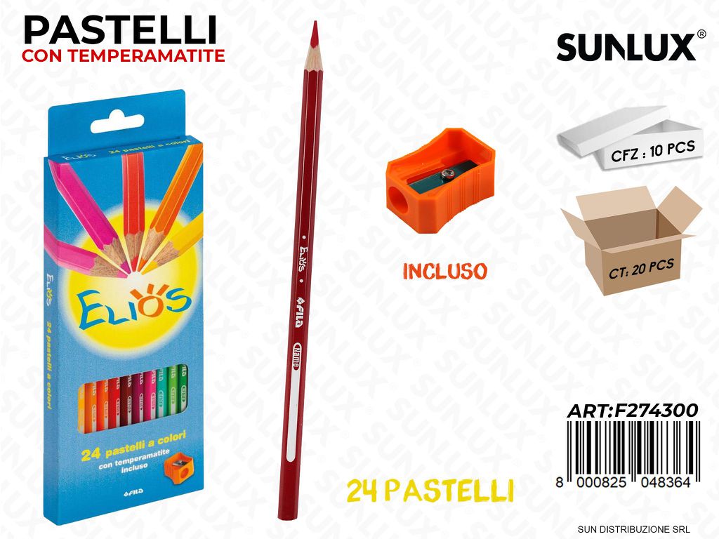 Ast. 24 Pastelli Elios c/ Temperamatite
