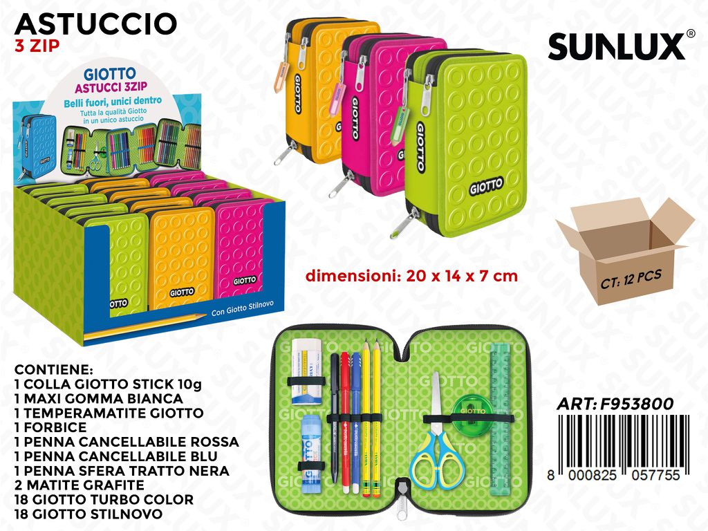 ESP. ASTUCCIO 3ZIP. GIOTTO STILNOVO 20*14*7CM /PZ DA 12**