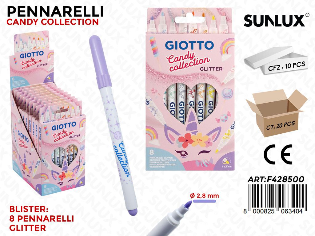 Ast. Pennarelli Candy Collection Glitter 8PCS Ass.