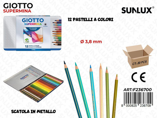 Metal Box Pastelli Giotto Supermina 12COL.