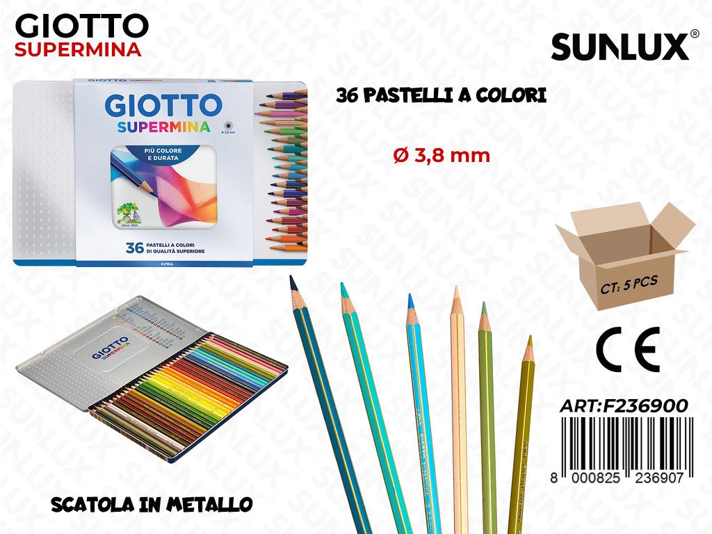 Metal Box Pastelli Giotto Supermina 36COL.