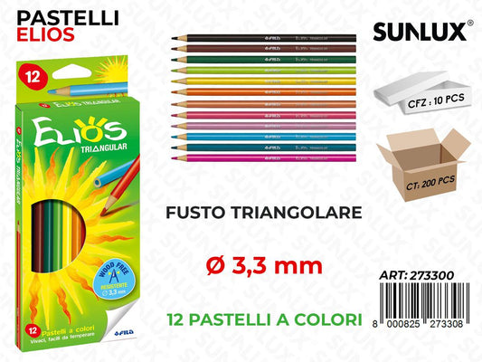 Ast. 12 Pastelli Elios Triangular 3.3MM