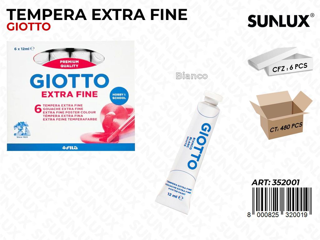 Tubo Tempera Giotto 12ML Bianco