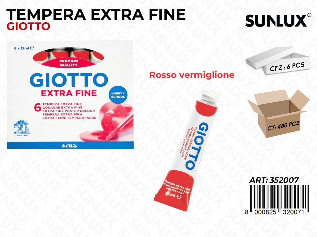 Tubo Tempera Giotto 12ML Rosso Vermiglione