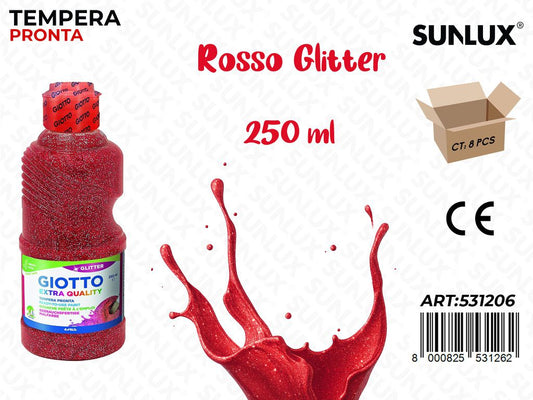 Fl 250ML Giotto Glitter Paint Rosso/ Pz da 8