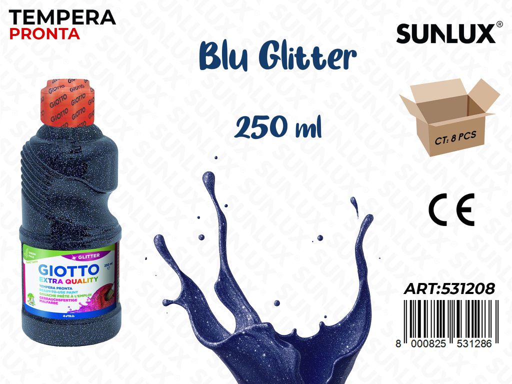 Fl 250ML Giotto Glitter Paint Blu Scuro/ Pz da 8
