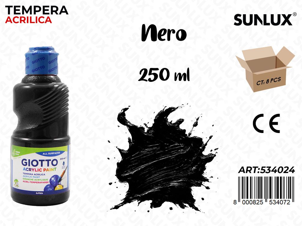 Fl 250ML Giotto Acrylic Nero