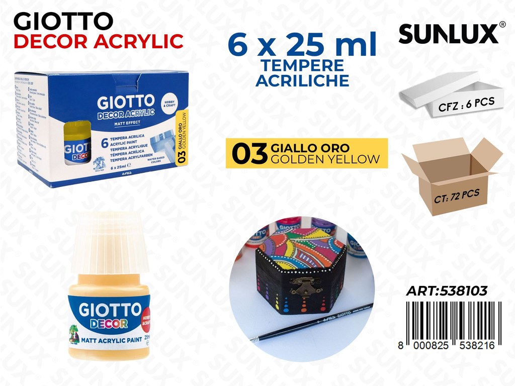 Bar.giotto Decor Acrylic 25ML 03GIALLO Oro