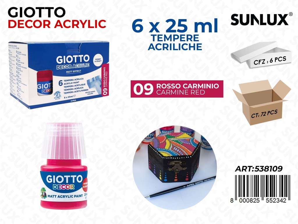 Bar.giotto Decor Acrylic 25ML 09ROSSO Carm.