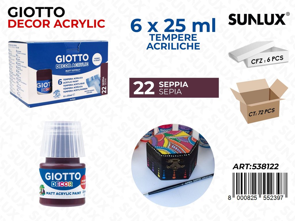 Bar.giotto Decor Acrylic 25 Ml Seppia da 6