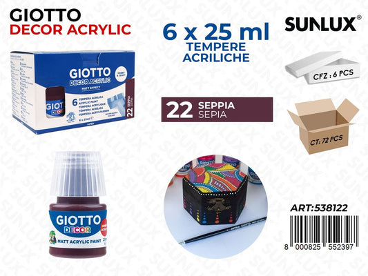 Bar.giotto Decor Acrylic 25 Ml Seppia da 6