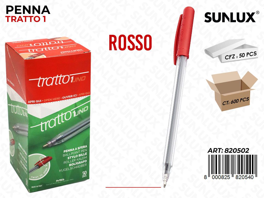 Tratto 1 Penna a Sfera Rosso