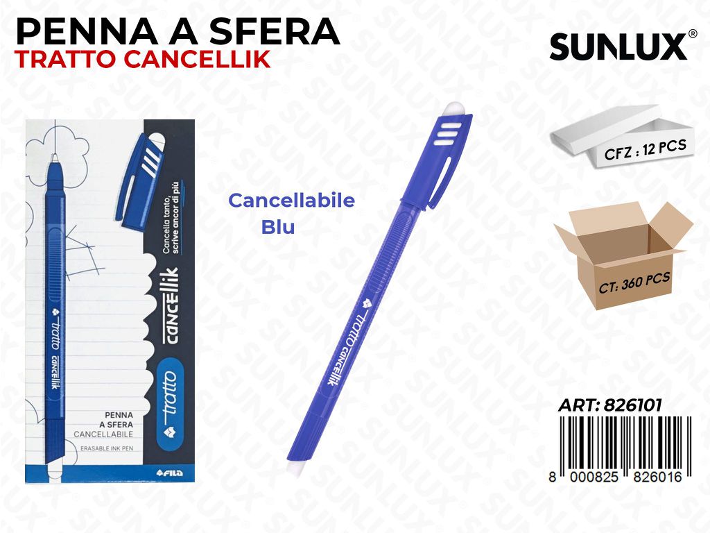 Penna Canc. Tratto Cancellik Blu / Pz da 12