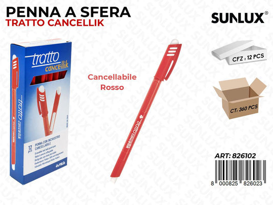 Penna Canc. Tratto Cancellik Rosso / Pz da 12