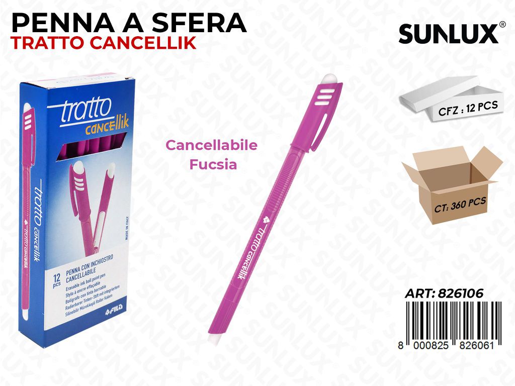 Penna Canc. Tratto Cancellik Fucsia / Pz da 12