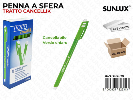 Penna Canc. Tratto Cancellik Verde Chiaro/ Pz da 12